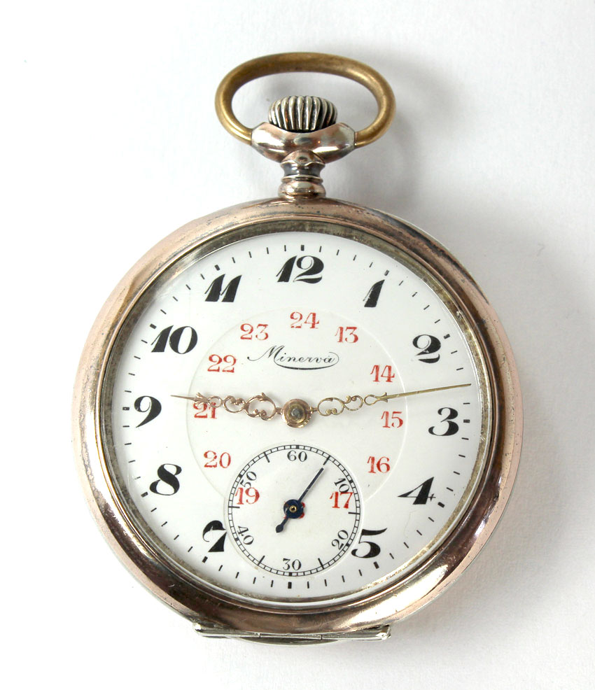 Antique Minerva 800 Silver Pocket Watch Swiss of Pocket Watch ca. 1920 ...